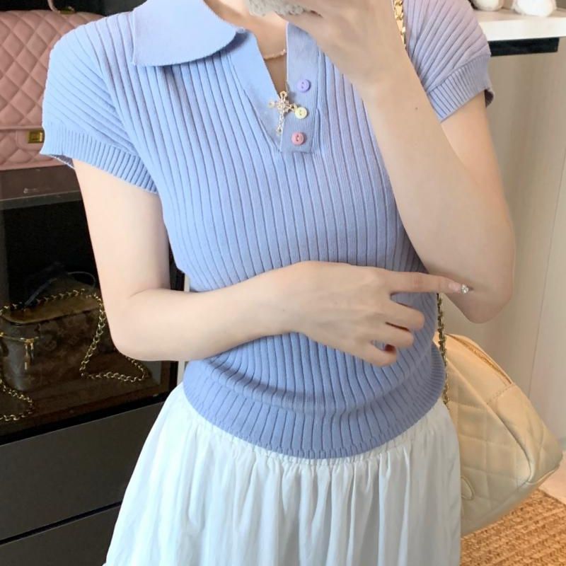 Slim Fit Polo Knit T-Shirt