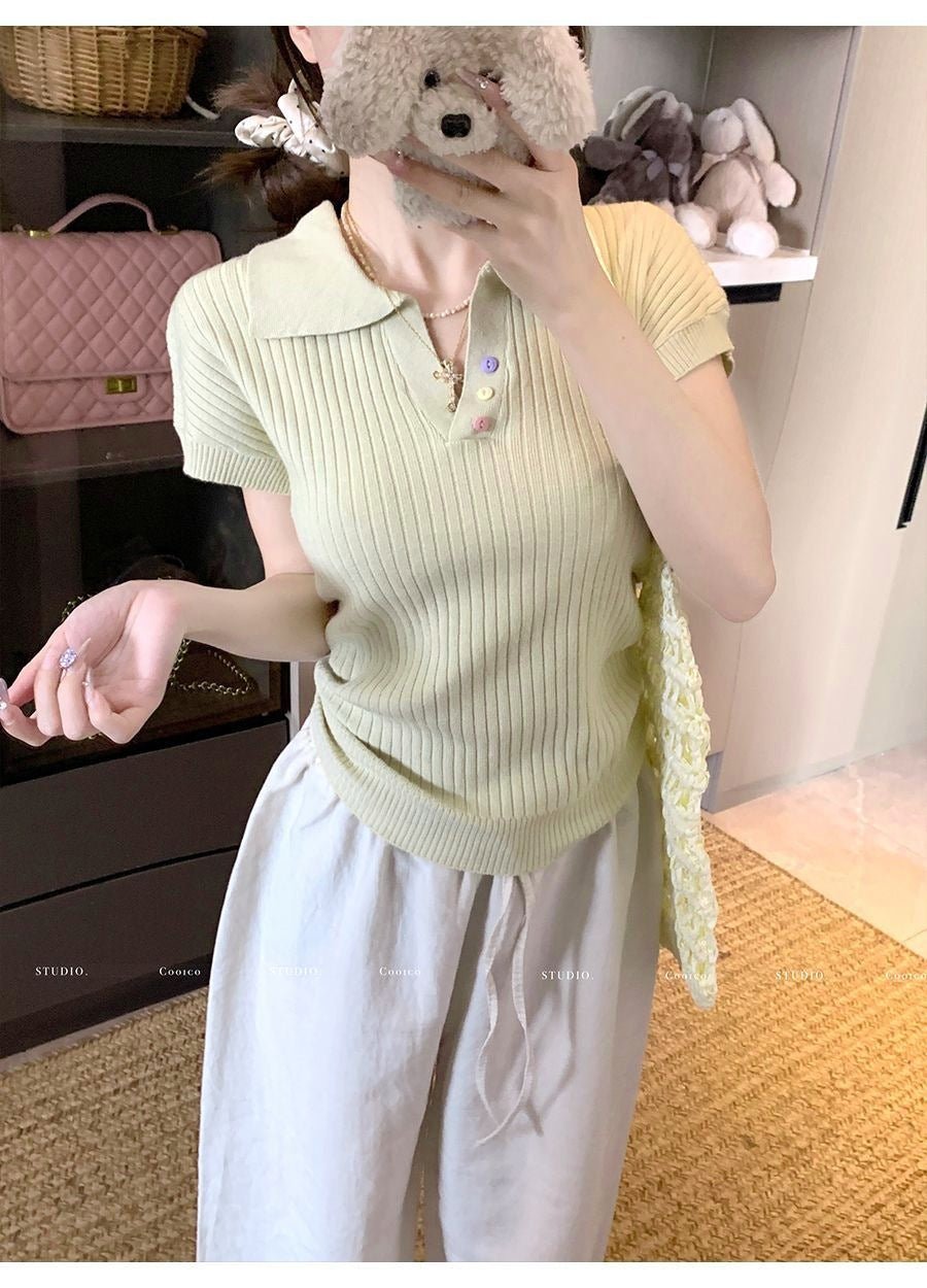 Slim Fit Polo Knit T-Shirt