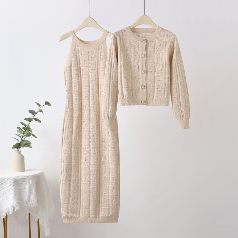 Knit Suit Jacket & Suspender Dress Set