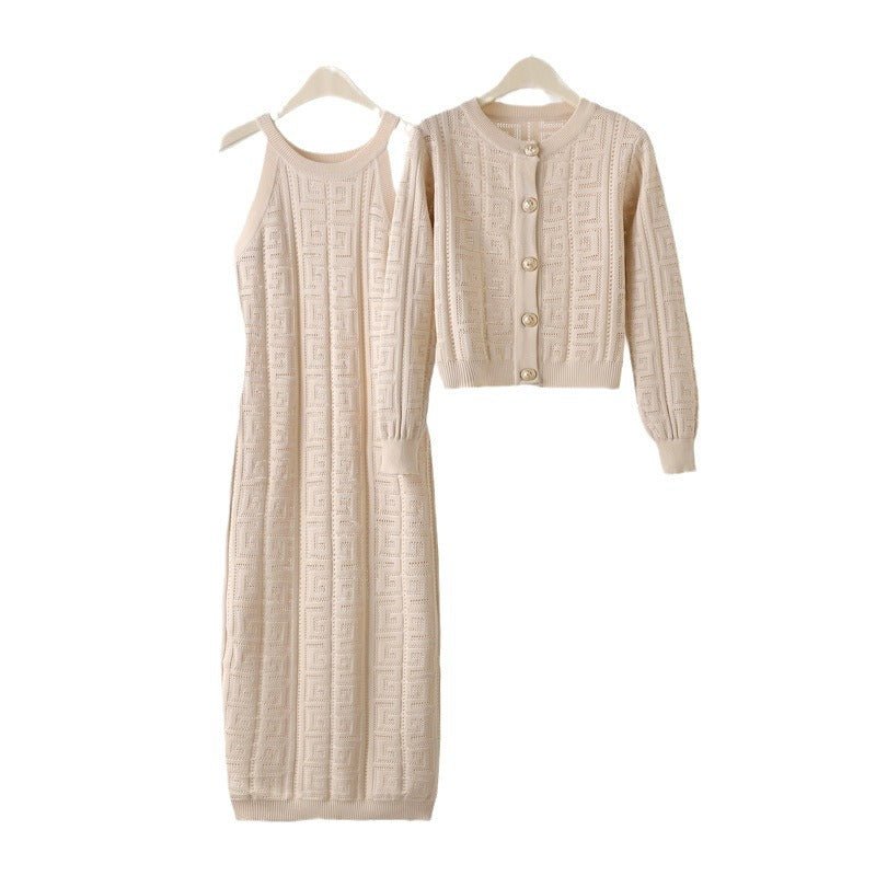 Knit Suit Jacket & Suspender Dress Set