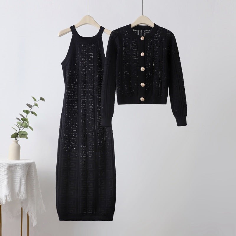 Knit Suit Jacket & Suspender Dress Set