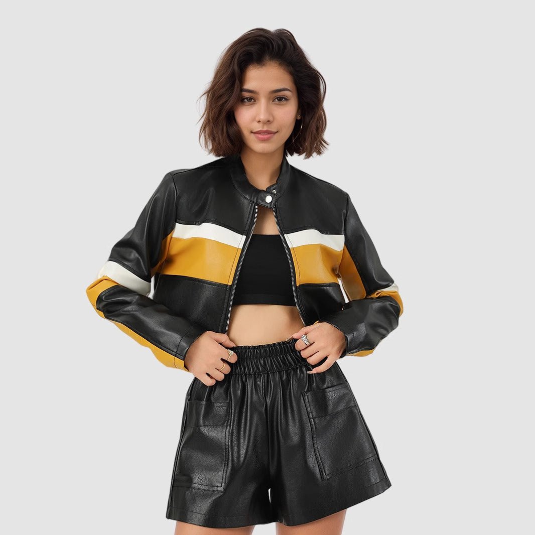 PU Contrast Short Jacket