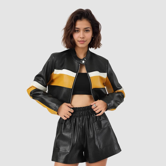PU Contrast Short Jacket
