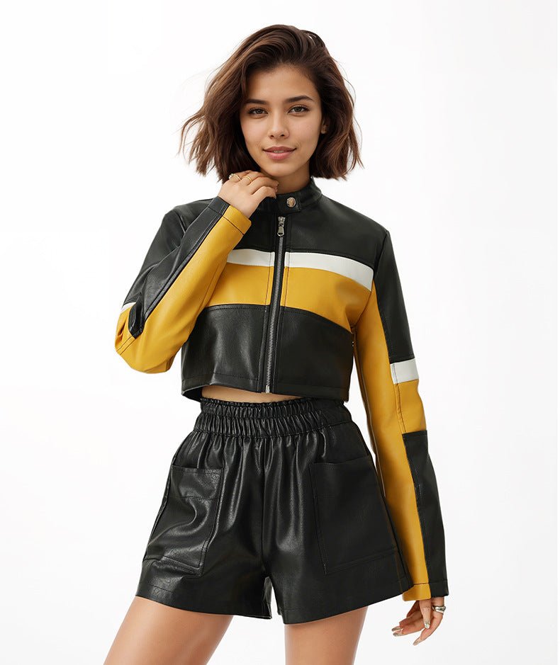 PU Contrast Short Jacket
