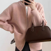 Retro Lazy Double Zipper Cardigan