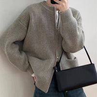 Retro Lazy Double Zipper Cardigan