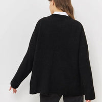 Crew Neck Lantern Sleeve Knit Pullover