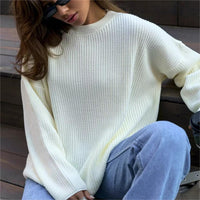 Crew Neck Lantern Sleeve Knit Pullover