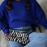 Crew Neck Lantern Sleeve Knit Pullover