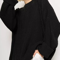 Crew Neck Lantern Sleeve Knit Pullover