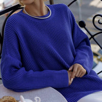 Crew Neck Lantern Sleeve Knit Pullover