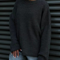 Crew Neck Lantern Sleeve Knit Pullover