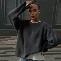 Crew Neck Lantern Sleeve Knit Pullover