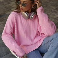 Crew Neck Lantern Sleeve Knit Pullover