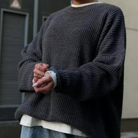Crew Neck Lantern Sleeve Knit Pullover