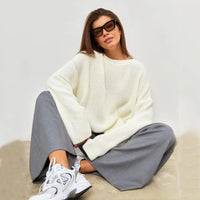 Crew Neck Lantern Sleeve Knit Pullover