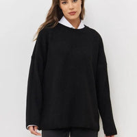 Crew Neck Lantern Sleeve Knit Pullover