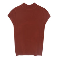 Slim 3/4 Sleeve Semi-Turtleneck Pullover