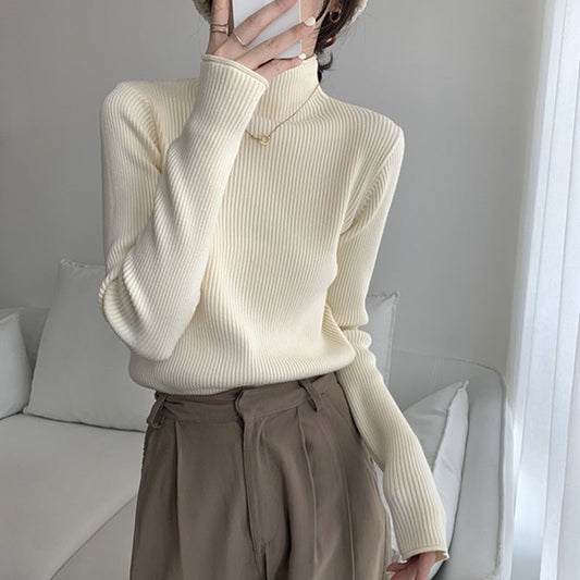 Slim Crimped Semi-Turtleneck Top