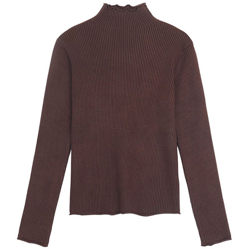Slim Crimped Semi-Turtleneck Top