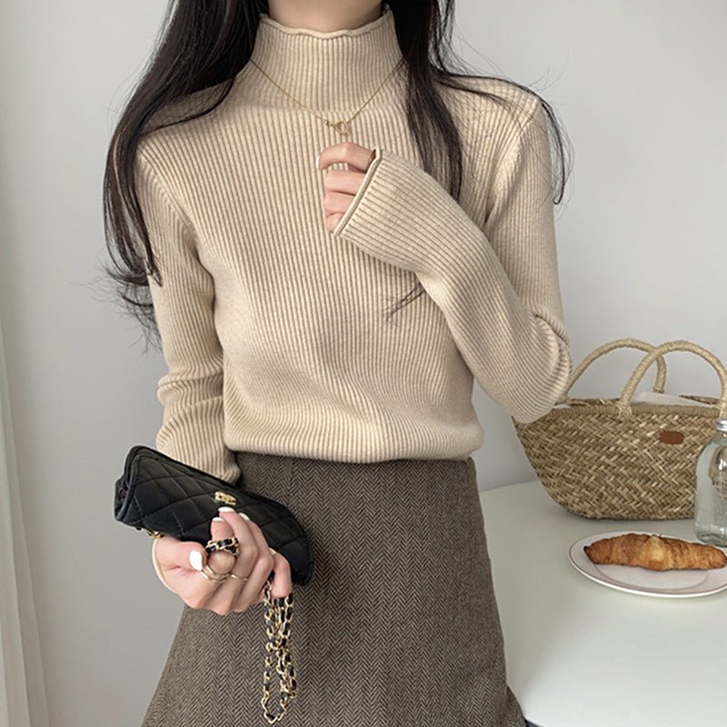Slim Crimped Semi-Turtleneck Top