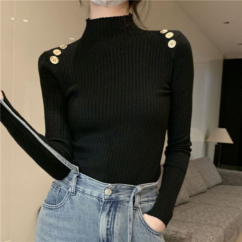 Slim Semi-Turtleneck Commuter Pullover