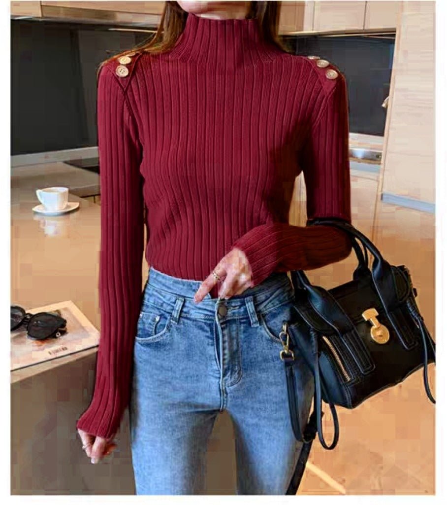 Slim Semi-Turtleneck Commuter Pullover