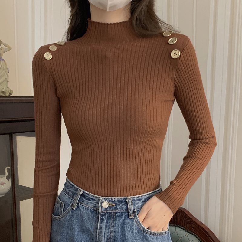 Slim Semi-Turtleneck Commuter Pullover