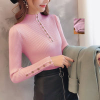Slim Button Semi-Turtleneck Bottoming Top