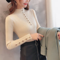 Slim Button Semi-Turtleneck Bottoming Top