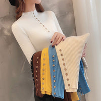 Slim Button Semi-Turtleneck Bottoming Top