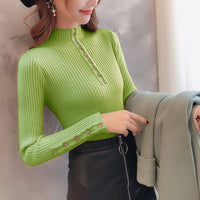 Slim Button Semi-Turtleneck Bottoming Top