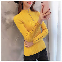 Slim Button Semi-Turtleneck Bottoming Top