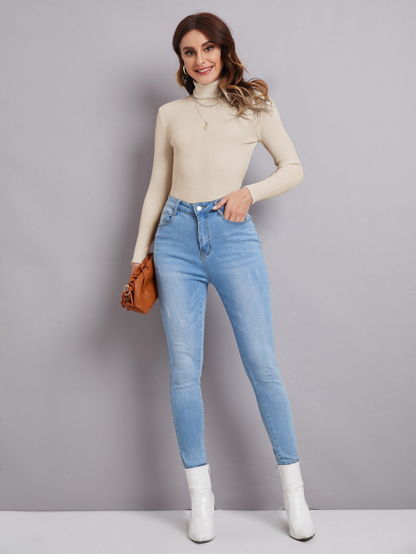 Ribbed Turtleneck Workwear Sweater