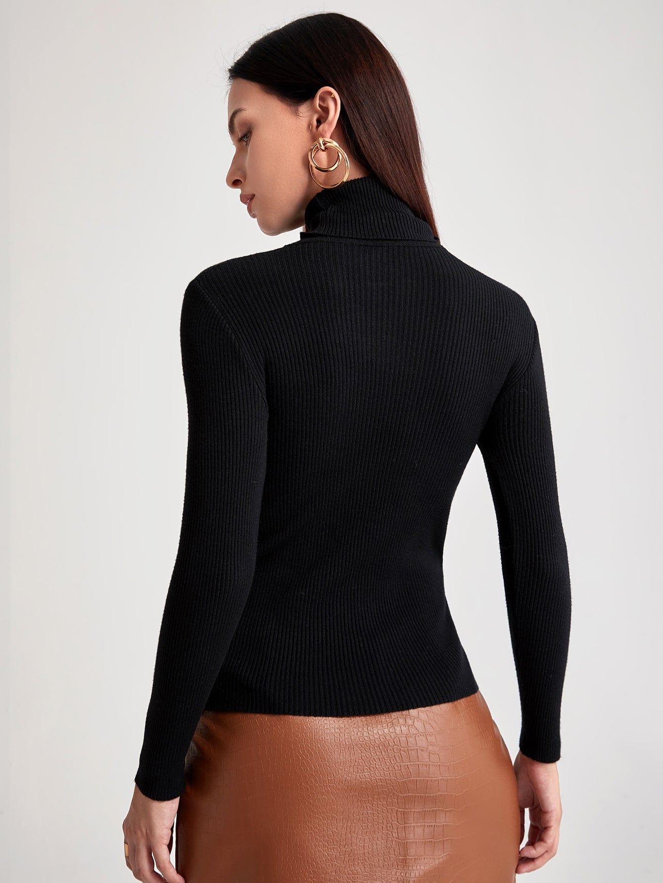 Ribbed Turtleneck Workwear Sweater