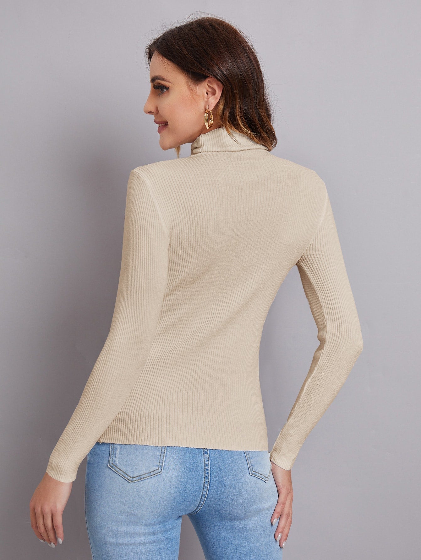 Ribbed Turtleneck Workwear Sweater