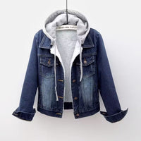 Cropped Hooded Denim Jacket
