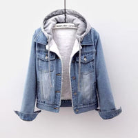 Cropped Hooded Denim Jacket