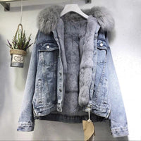 Cropped Hooded Denim Jacket