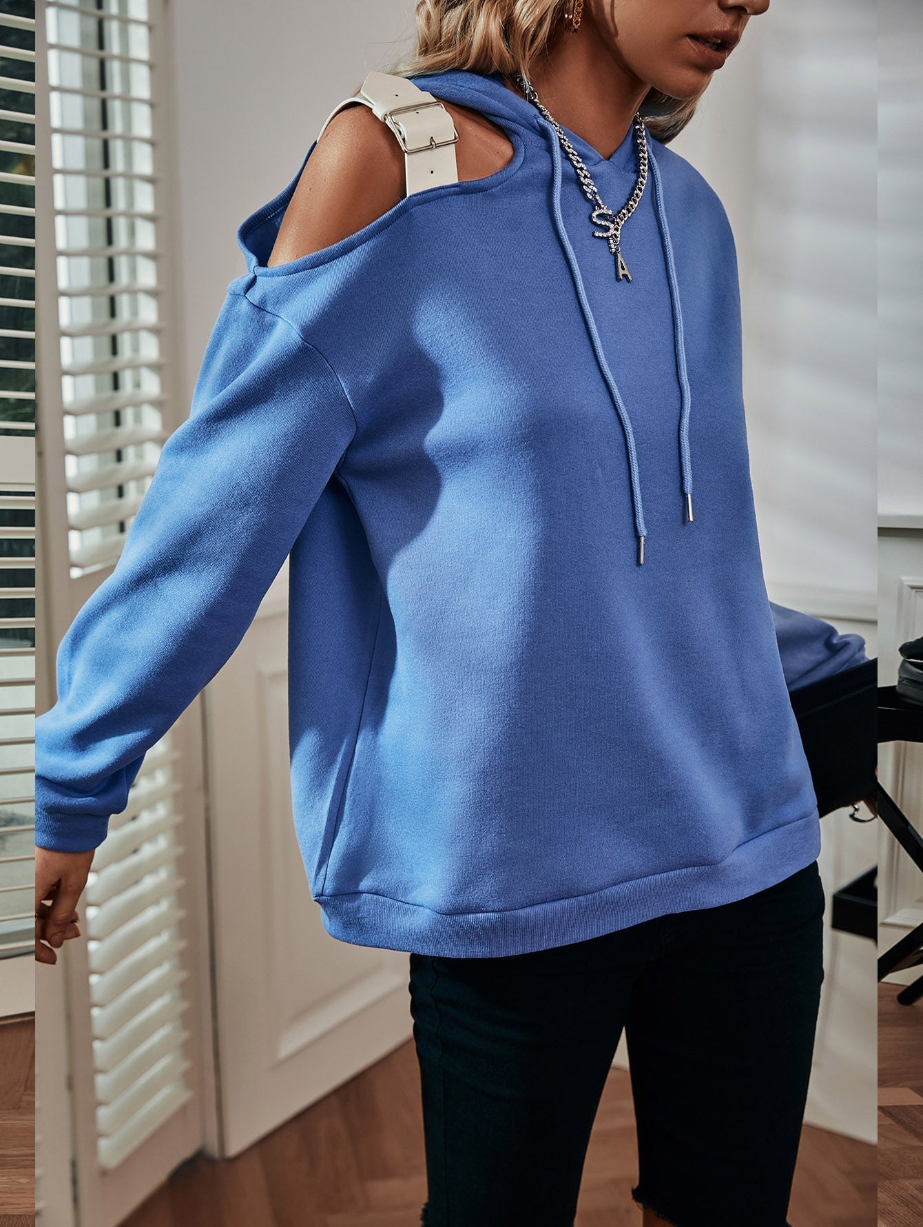 Shoulder Cut Out Hoodie
