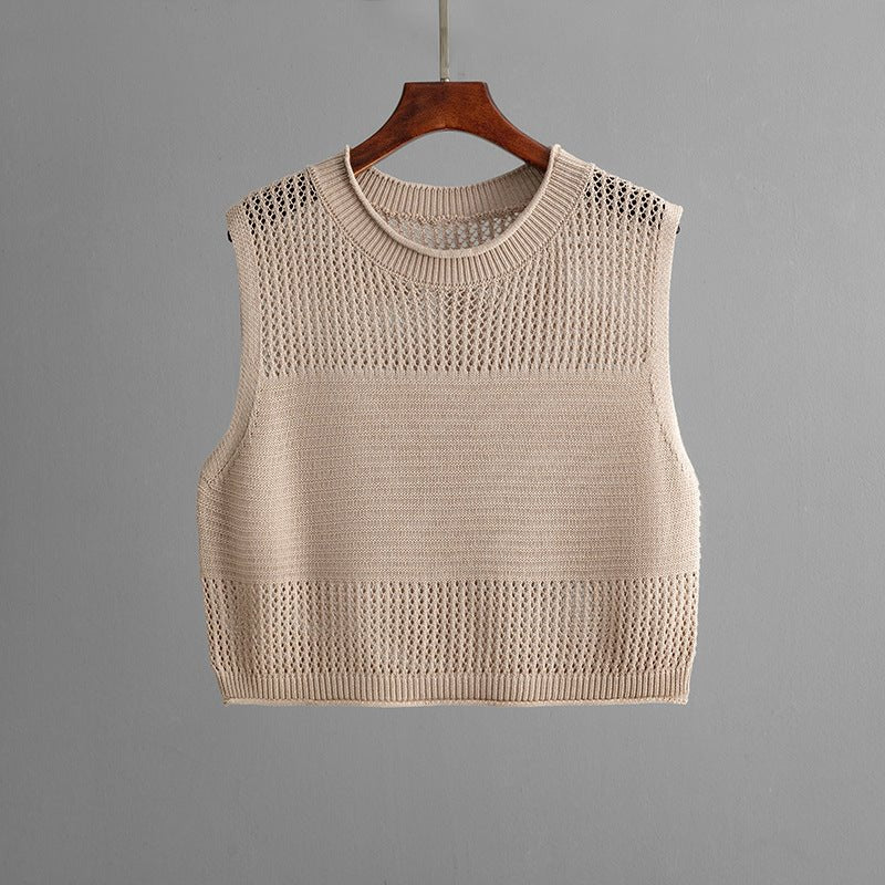 Slim Hollow Vest & Slit Skirt Set