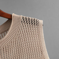 Slim Hollow Vest & Slit Skirt Set