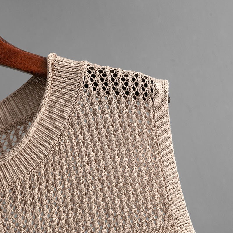 Slim Hollow Vest & Slit Skirt Set