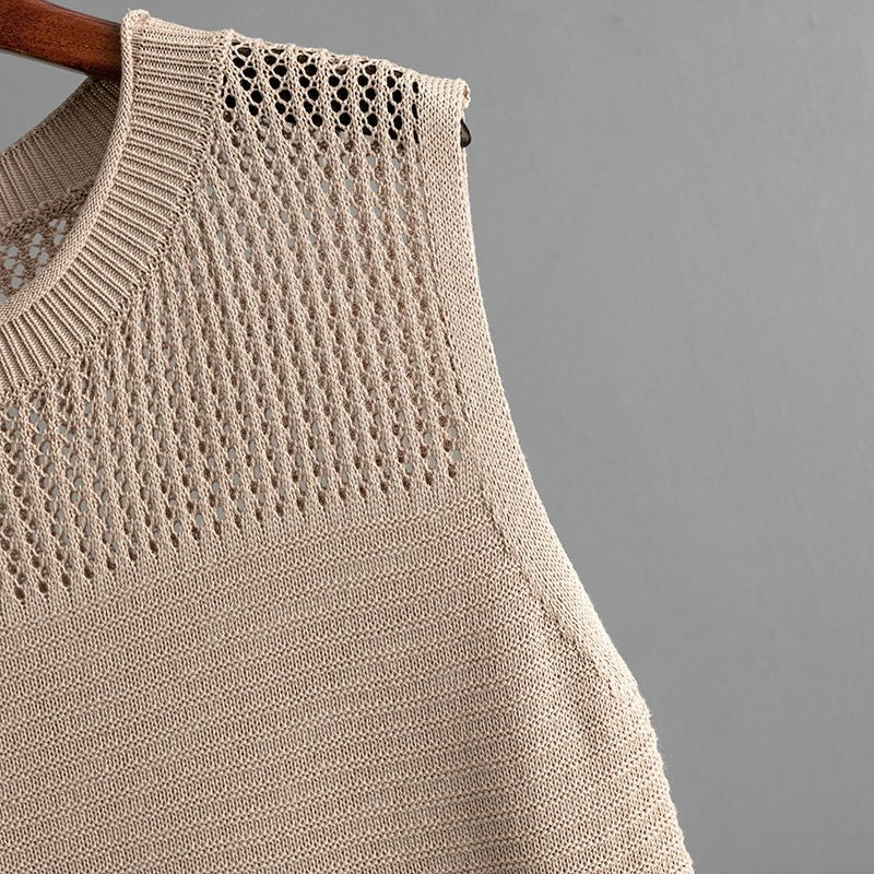 Slim Hollow Vest & Slit Skirt Set