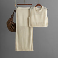 Slim Hollow Vest & Slit Skirt Set