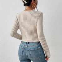 Slim Ribbed Crew Neck Winter Top