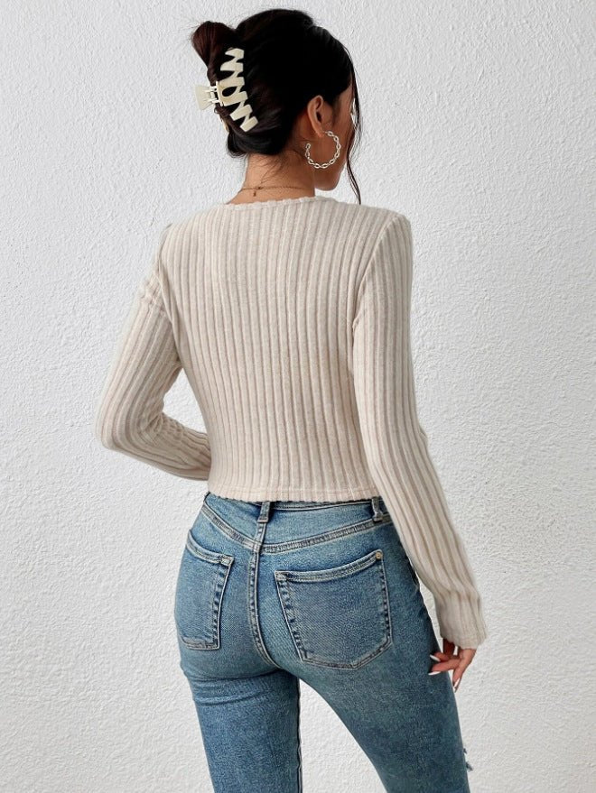 Slim Ribbed Crew Neck Winter Top