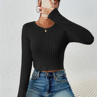 Slim Ribbed Crew Neck Winter Top
