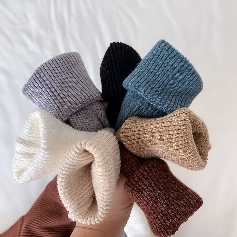 Slim Solid Semi-Turtleneck Winter Top