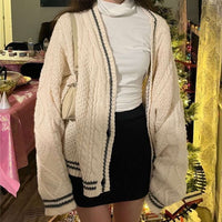 Solid Batwing Single-Breasted Cardigan